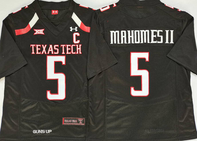 Custom Patrick Mahomes #15 Texas Tech Red Raiders Gray Black White Red Limited Football Jersey -All Stitched