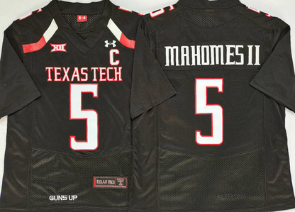 Custom Patrick Mahomes #15 Texas Tech Red Raiders Gray Black White Red Limited Football Jersey -All Stitched