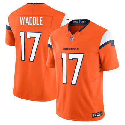Custom Jaylen Waddle Broncos Royal White Orange Navy Limited Football Jersey -All Stitched