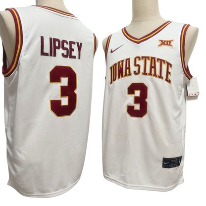 Men's Iowa State Cyclones #3 Tamin Lipsey Red White Basketball Jersey All Stitched