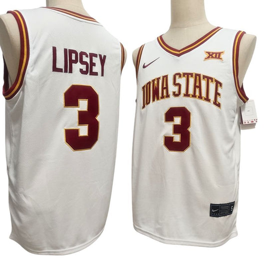 Men's Iowa State Cyclones #3 Tamin Lipsey Red White Basketball Jersey All Stitched
