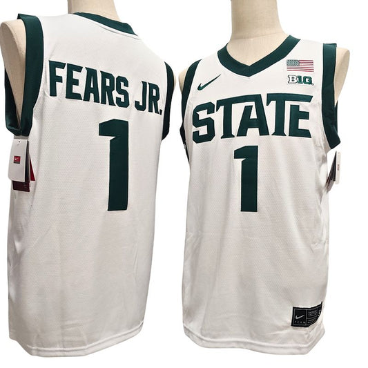 Men's Michigan State Spartans #1 Jeremy Fears Jr Green White Basketball Jersey All Stitched