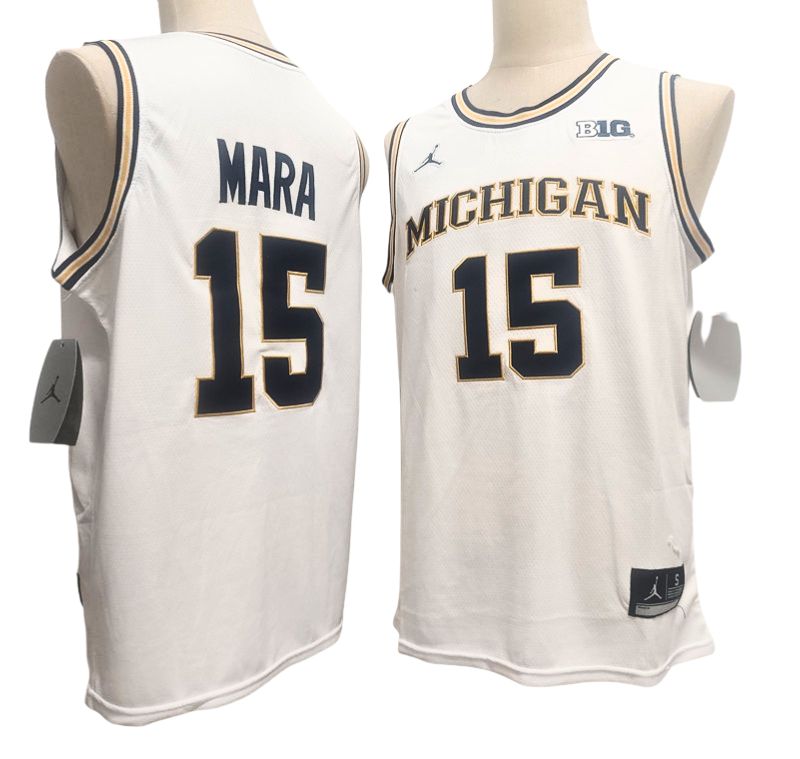 Men's Wolverines White Navy Basketball Jersey All Stitched