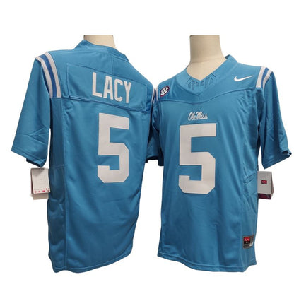 Men's #5 Kewan Lacy Vapor Jersey Blue White Ole Miss Rebels -All Stitched