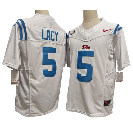 Men's #5 Kewan Lacy Vapor Jersey Blue White Ole Miss Rebels -All Stitched