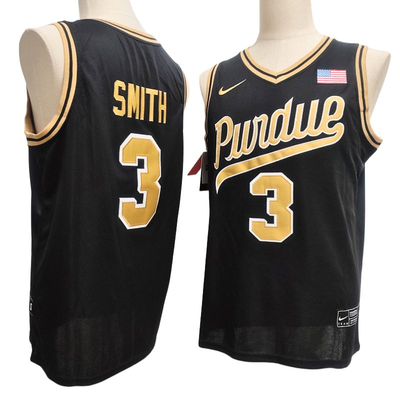 Men's Purdue Boilermakers #3 Braden Smith Black White Basketball Jersey All Stitched