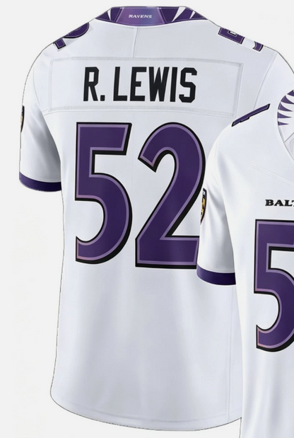 Custom Ray Lewis White Black Purple Alternate Limited Football Jersey -All Stitched