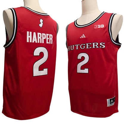 Men's Rutgers Scarlet Knights #2 Dylan Harper Red White Basketball Jersey All Stitched