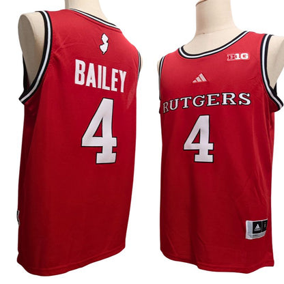 Men's Rutgers Scarlet Knights #4 Ace Bailey Red White Basketball Jersey All Stitched