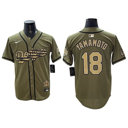 Olive 2026 Armed Forces Day Baseball Jersey -All Stitched