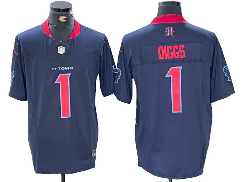Custom Tank Dell Texans 2nd Alternate Navy Limited Jersey -All Stitched