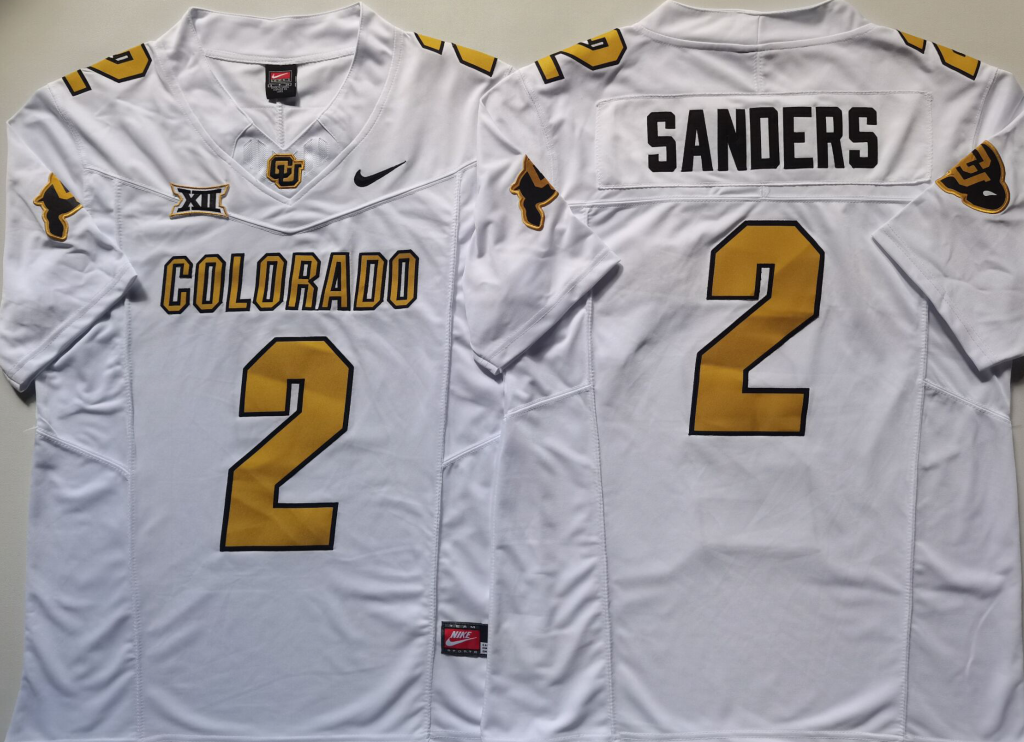 Custom Shedeur Sanders #2 Colorado Buffaloes White Gray Black Gold Limited Football Jersey -All Stitched
