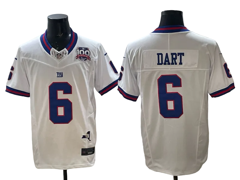 Custom Jaxson Dart Giants Legacy Royal White Black Limited Jersey -All Stitched