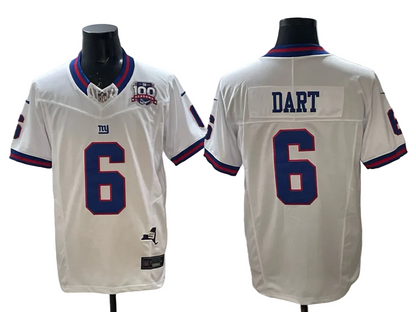 Custom Jaxson Dart Giants Legacy Royal White Black Limited Jersey -All Stitched