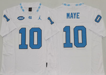 Custom Drake Maye #10 North Carolina Tar Heels Carolina Blue White Navy Limited Football Jersey -All Stitched