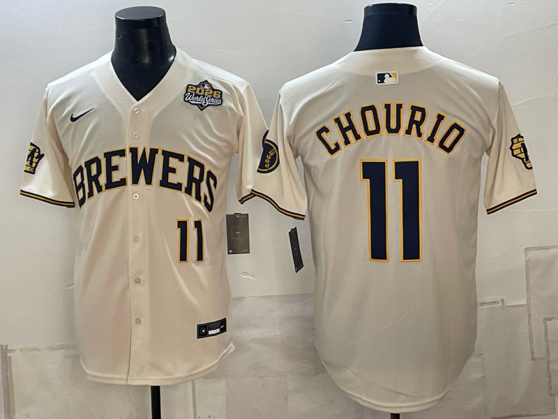 Custom Jackson Chourio 2026 World Series Cream Baseball Jersey -All Stitched