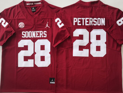 Custom Adrian Peterson #28 Oklahoma Sooners Crimson Black White Limited Football Jersey -All Stitched