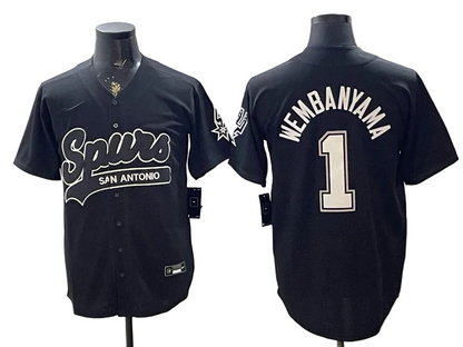 2026 Victor Wembanyama San Antonio Spurs Baseball Jersey -All Stitched
