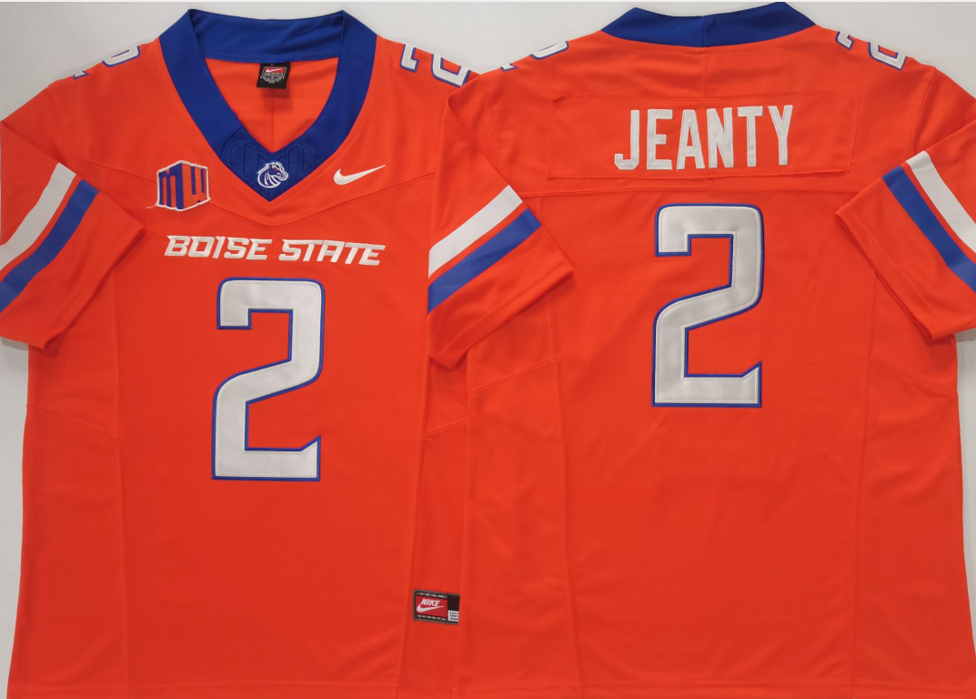 Custom Ashton Jeanty #2 Boise State Broncos Orange Royal White Black Limited Football Jersey -All Stitched