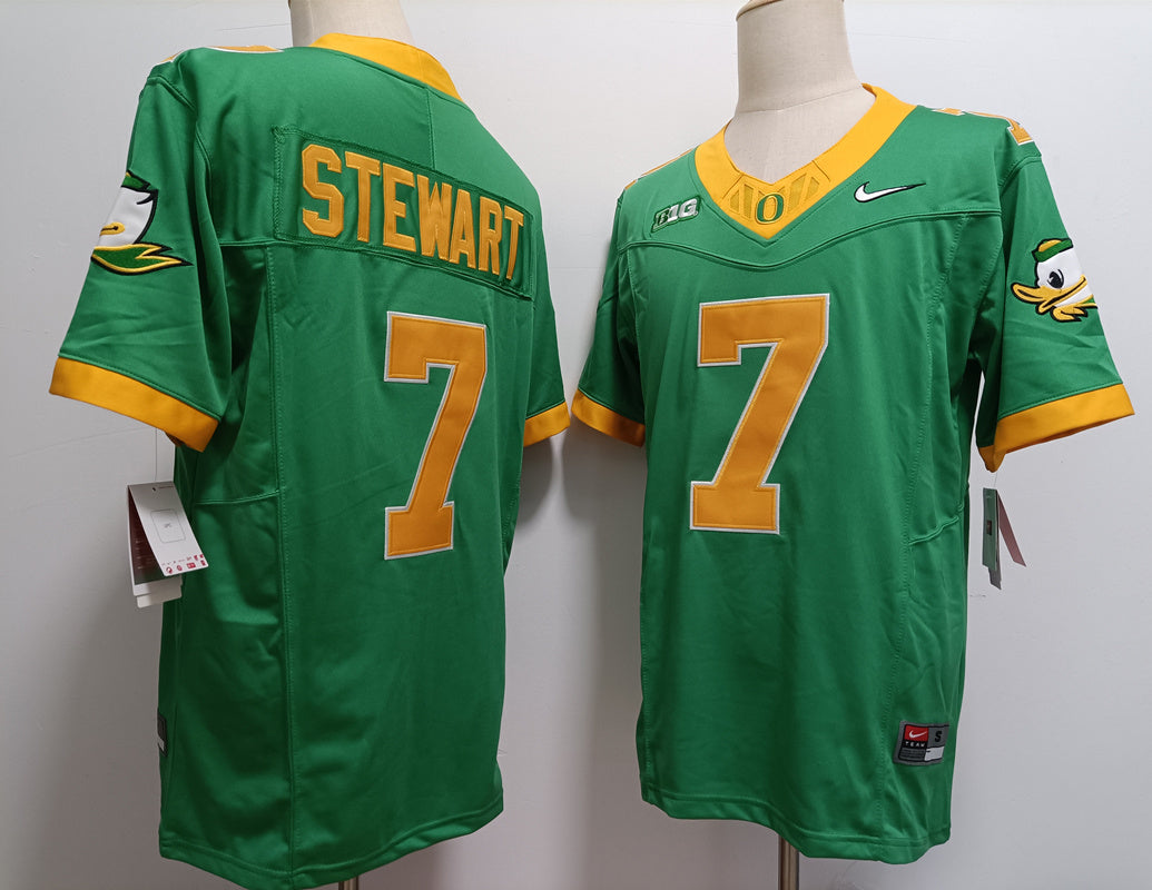 Custom Evan Stewart #7 Oregon Ducks Green White Limited Football Jersey -All Stitched
