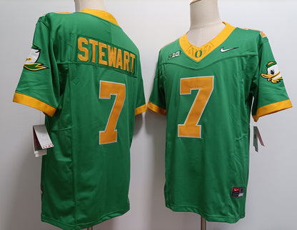 Custom Evan Stewart #7 Oregon Ducks Green White Limited Football Jersey -All Stitched