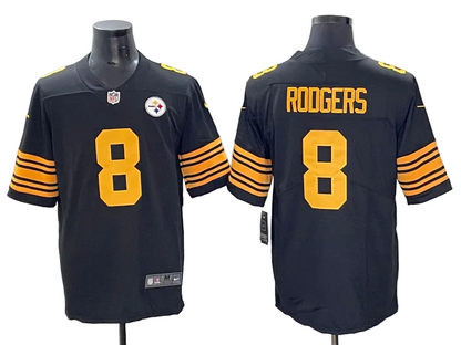 Custom Steelers Alternate Black Football Vapor Limited Jersey - All Stitched