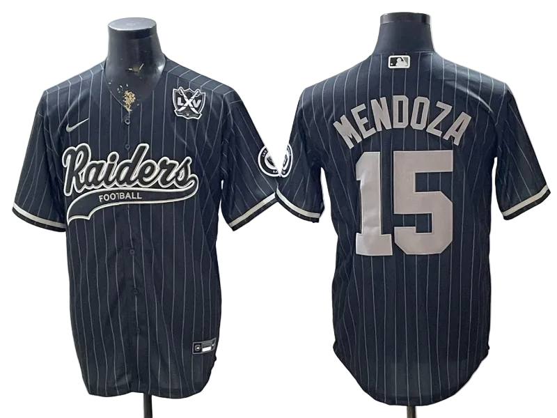 Custom Fernando Mendoza Raiders Black White Gray 250 USA Limited Baseball Jersey -All Stitched