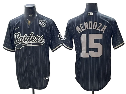 Custom Fernando Mendoza Raiders Black White Gray 250 USA Limited Baseball Jersey -All Stitched