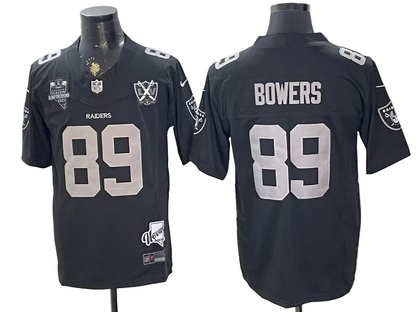 Custom Brock Bowers Raiders Black White Limited Football Jersey -All Stitched