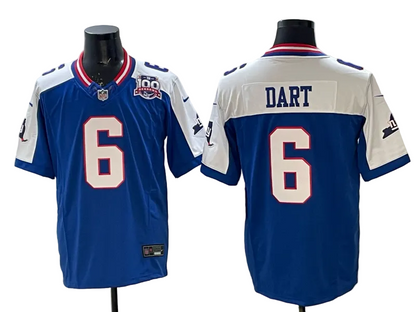 Custom Jaxson Dart Giants Legacy Royal White Black Limited Jersey -All Stitched