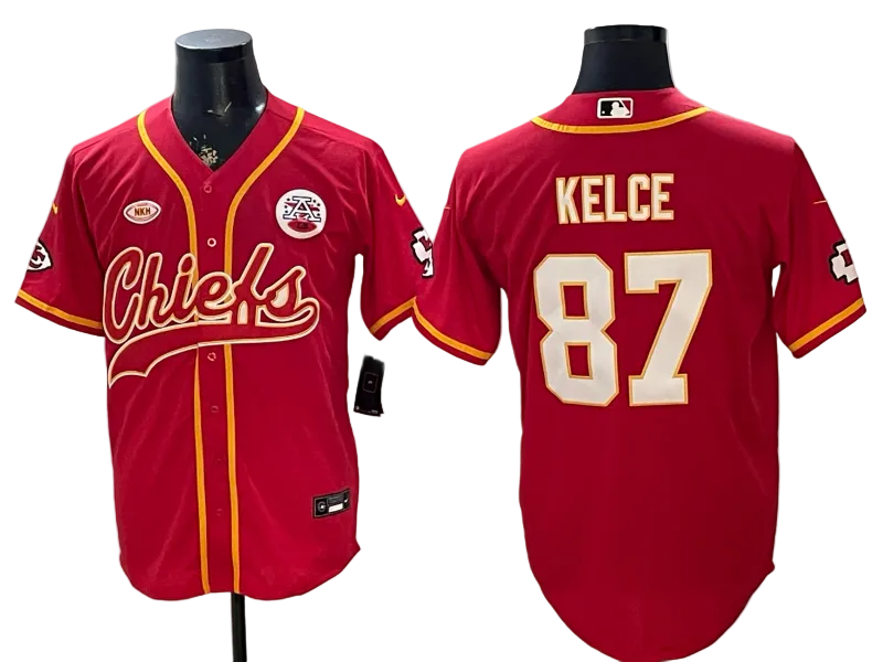 Custom Patrick Mahomes Chiefs Red Stitched Baseball Jersey -All Stitched