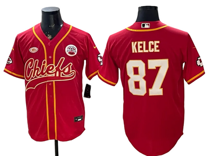 Custom Patrick Mahomes Chiefs Red Stitched Baseball Jersey -All Stitched