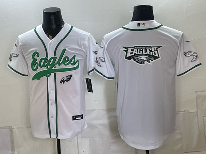 Custom Saquon Barkley Philadelphia Eagles White Stitched Baseball Jersey -All Stitched