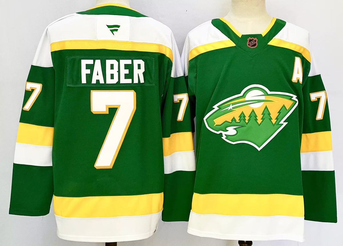 Custom Brock Faber Kirill Kaprizov Wild Green Alternate Hockey Jersey -All Stitched