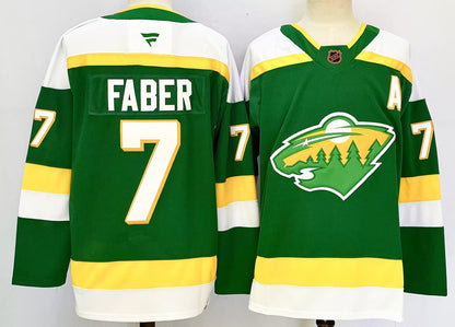 Custom Brock Faber Kirill Kaprizov Wild Green Alternate Hockey Jersey -All Stitched