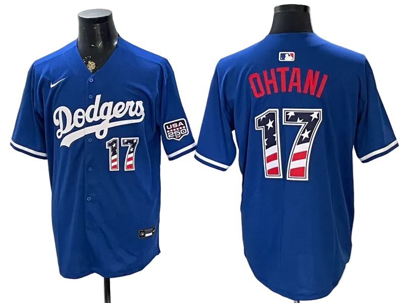 Custom Dodgers Royal USA 250 Fourth of July Baseball Jersey -All Stitched