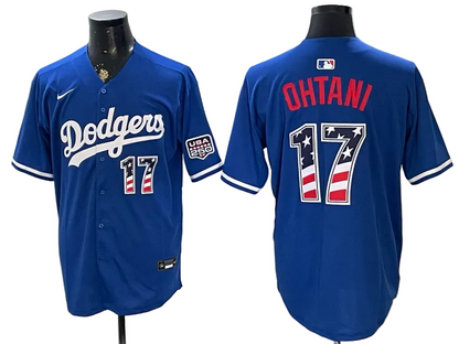 Custom Dodgers Royal USA 250 Fourth of July Baseball Jersey -All Stitched
