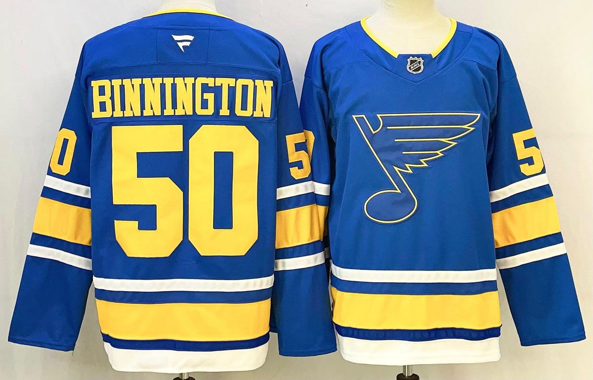 Custom Jordan Binnington Blues Home Blue Hockey Jersey -All Stitched
