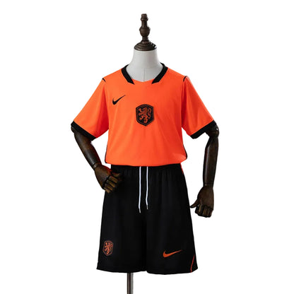 Custom Youth Netherlands 2026 Home Orange Soccer Jersey Kit Set– Personalized Name & Number