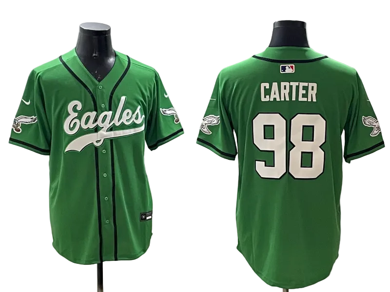 Custom Saquon Barkley Philadelphia Eagles Green Stitched Baseball Jersey -All Stitched