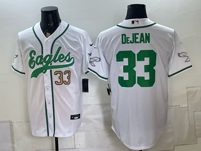 Custom Saquon Barkley Philadelphia Eagles White Stitched Baseball Jersey -All Stitched