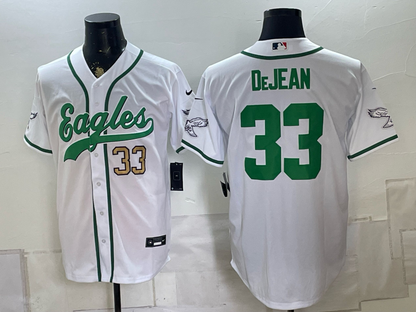 Custom Saquon Barkley Philadelphia Eagles White Stitched Baseball Jersey -All Stitched