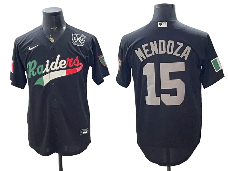 Custom Fernando Mendoza Raiders Black White Gray 250 USA Limited Baseball Jersey -All Stitched