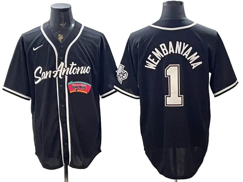 2026 Victor Wembanyama San Antonio Spurs Baseball Jersey -All Stitched