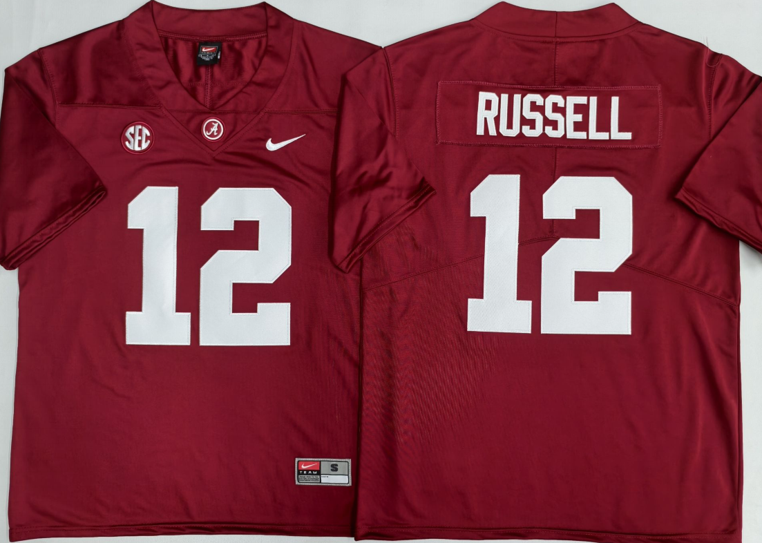 Custom Keelon Russell #12 Alabama Crimson Tide Crimson White Black Limited Football Jersey -All Stitched