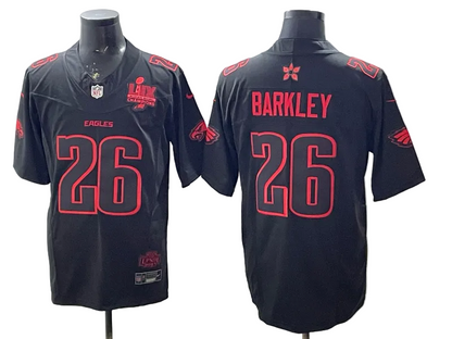 Custom Saquon Barkley Eagles Stranger Things Stuck In The Upside Down Black Gold Limited Jersey -All Stitched