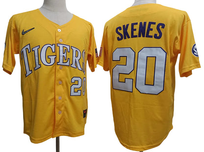 Custom Paul Skenes #20 LSU Tigers Gold White Purple Limited Baseball Jersey -All Stitched