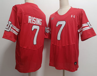 Custom Cameron Rising #7 Utah Utes Red White Black Limited Football Jersey -All Stitched