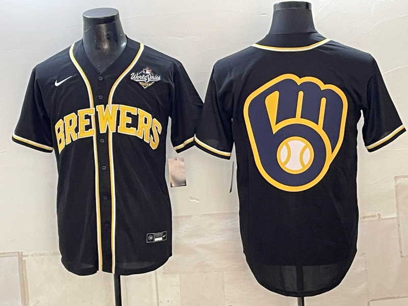 Men's Milwaukee Brewers LOGO 2026 World Series Cream Mineral Blue Powder Blue Navy City Connect Olive Salute to Service Baseball Jersey