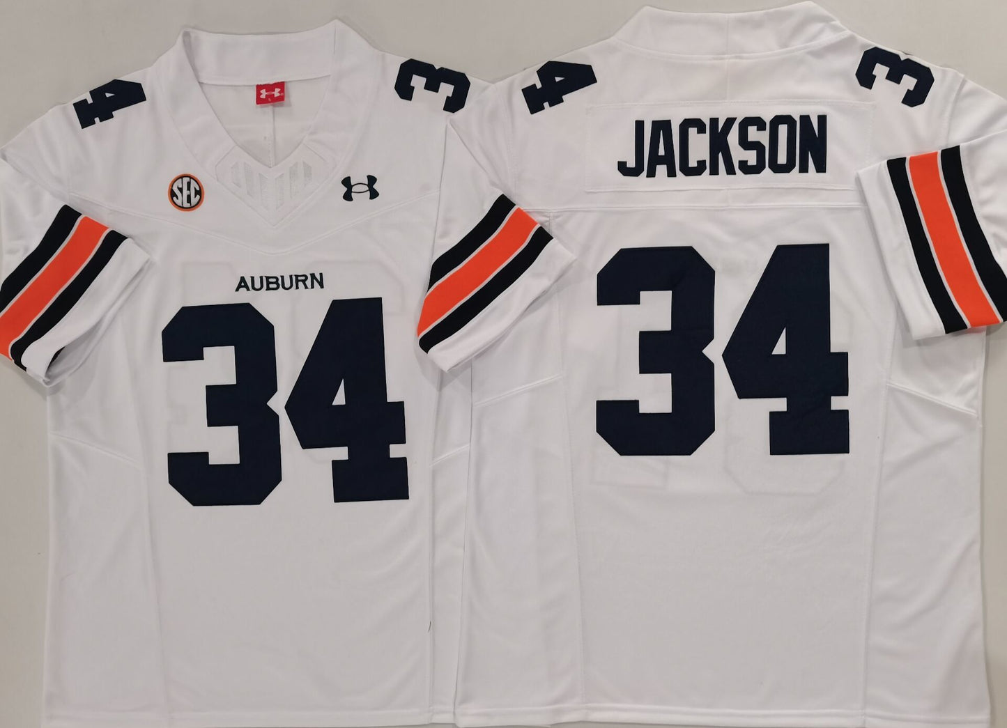 Men's Auburn Tigers #34 Bo Jackson Vapor Jersey White Navy Orange Football Jersey -All Stitched